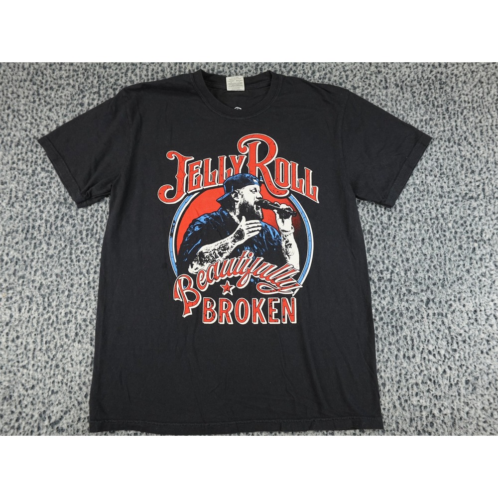 Comfort Colors Jelly Roll T-Shirt Mens Large Black Beautifully Broken 2025 Tour